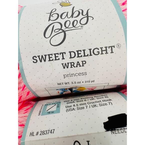 3 Baby Bee Sweet Delight Wrap Baby Yarn Pink White PRINCESS Crochet Lovey - Picture 2 of 6